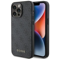 Чохол Guess 4G Metal Gold Logo для iPhone 15 Pro Max Grey (GUHCP15XG4GFGR)