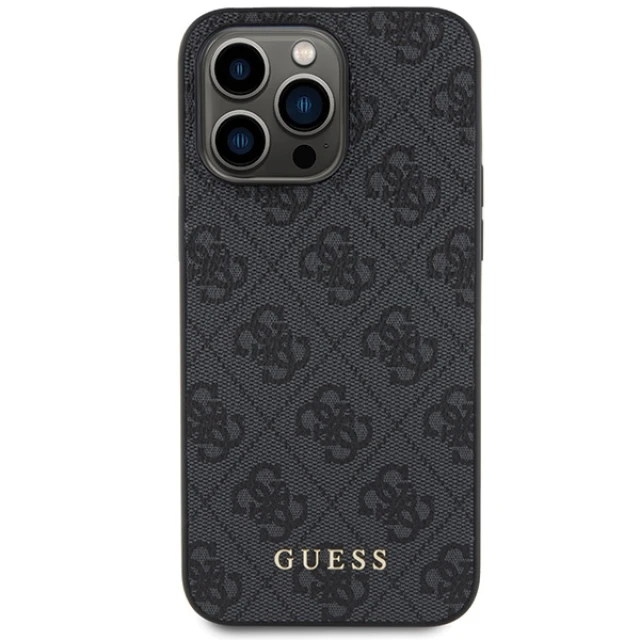 Чехол Guess 4G Metal Gold Logo для iPhone 15 Pro Max Grey (GUHCP15XG4GFGR)