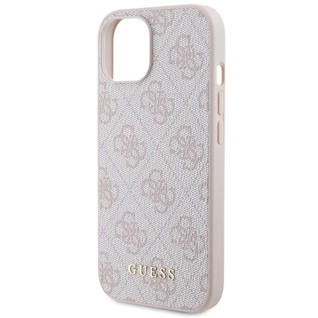 Чохол Guess 4G Metal Gold Logo для iPhone 15 Pink (GUHCP15SG4GFPI)