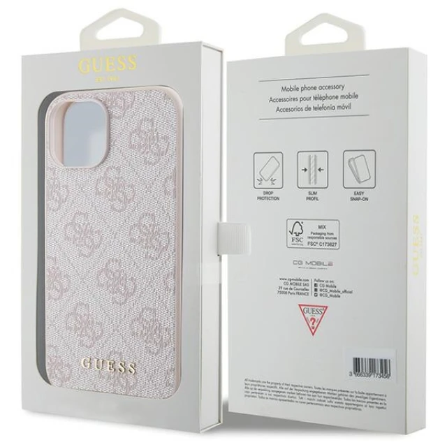 Чохол Guess 4G Metal Gold Logo для iPhone 15 Pink (GUHCP15SG4GFPI)