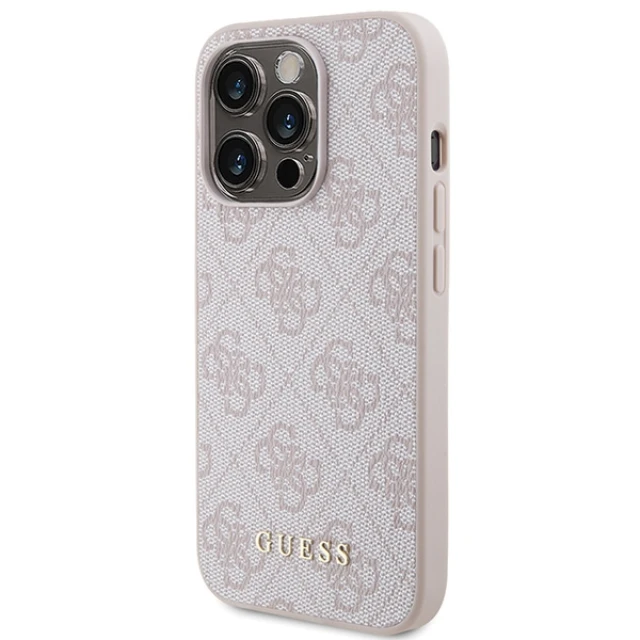 Чохол Guess 4G Metal Gold Logo для iPhone 15 Pro Pink (GUHCP15LG4GFPI)