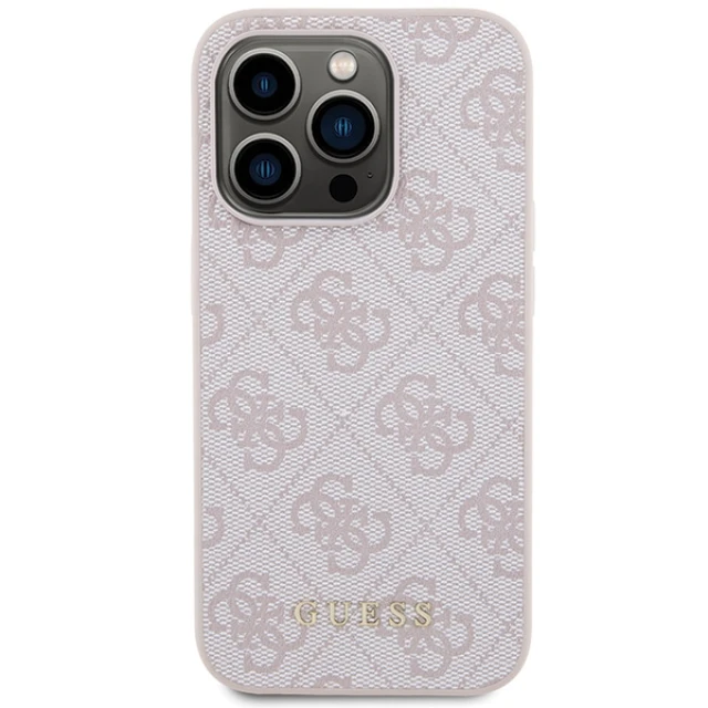 Чохол Guess 4G Metal Gold Logo для iPhone 15 Pro Pink (GUHCP15LG4GFPI)