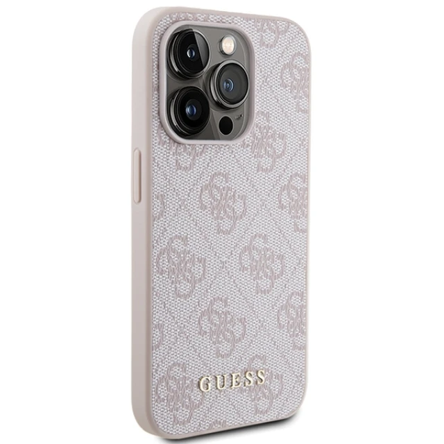 Чохол Guess 4G Metal Gold Logo для iPhone 15 Pro Pink (GUHCP15LG4GFPI)