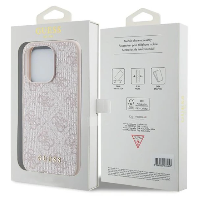 Чохол Guess 4G Metal Gold Logo для iPhone 15 Pro Pink (GUHCP15LG4GFPI)