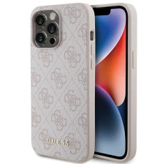 Чехол Guess 4G Metal Gold Logo для iPhone 15 Pro Max Pink (GUHCP15XG4GFPI)