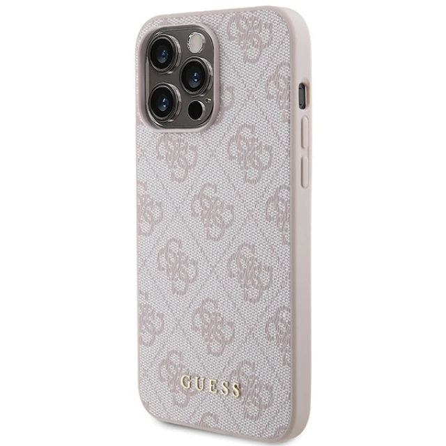Чохол Guess 4G Metal Gold Logo для iPhone 15 Pro Max Pink (GUHCP15XG4GFPI)
