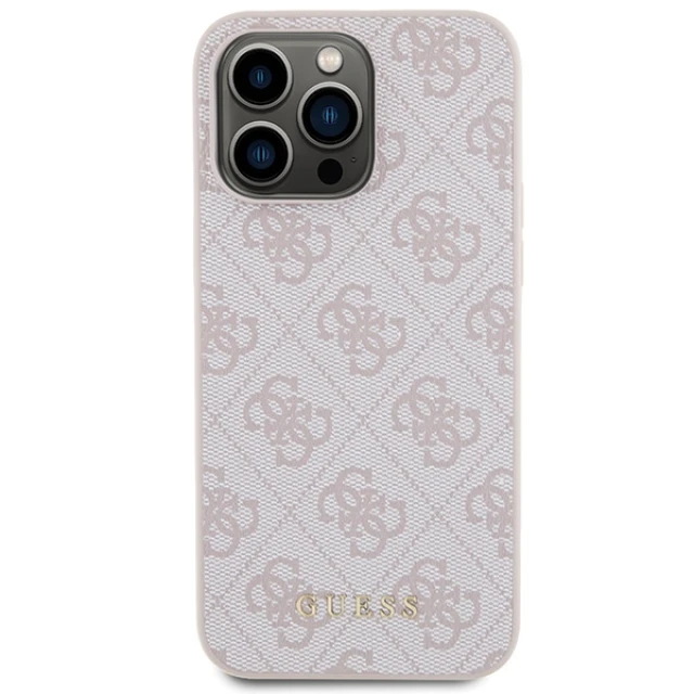 Чохол Guess 4G Metal Gold Logo для iPhone 15 Pro Max Pink (GUHCP15XG4GFPI)