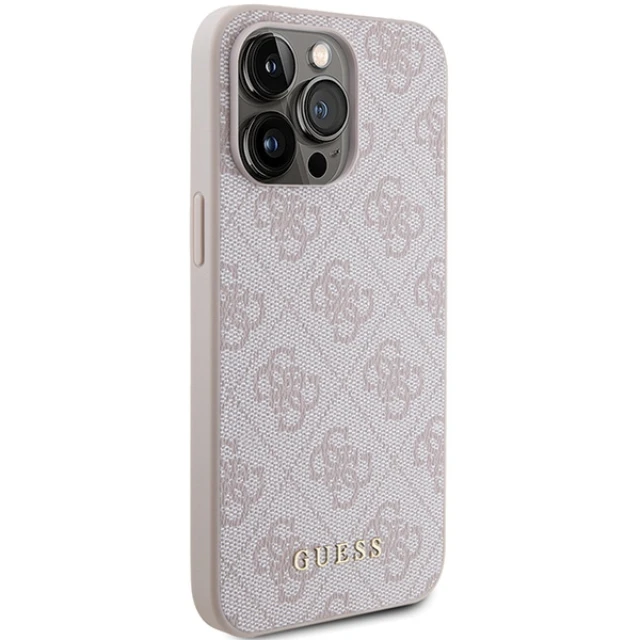 Чохол Guess 4G Metal Gold Logo для iPhone 15 Pro Max Pink (GUHCP15XG4GFPI)