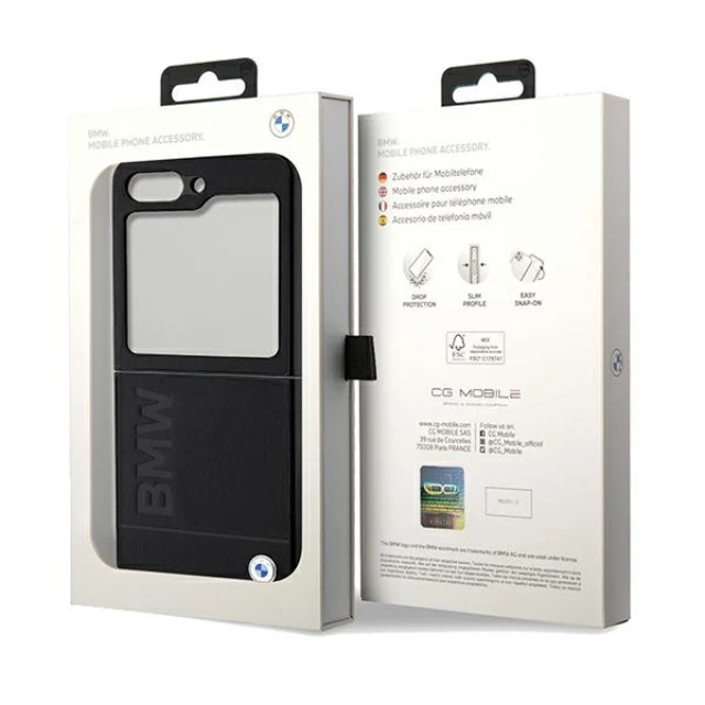 Чохол BMW Leather Hot Stamp для Samsung Galaxy Flip5 (F731) Black (BMHCZF5SLLBK)