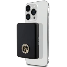 Портативний зарядний пристрій Guess 4G Strassed Metal Logo 5000mAh 15W Black with MagSafe (GUPBM5AL4DMK)
