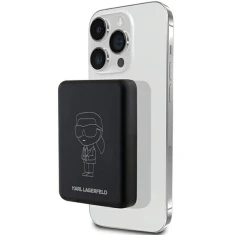 Портативний зарядний пристрій Karl Lagerfeld NFT Outline Ikonik 5000mAh Black with MagSafe (KLPBM5KIOTTGK)