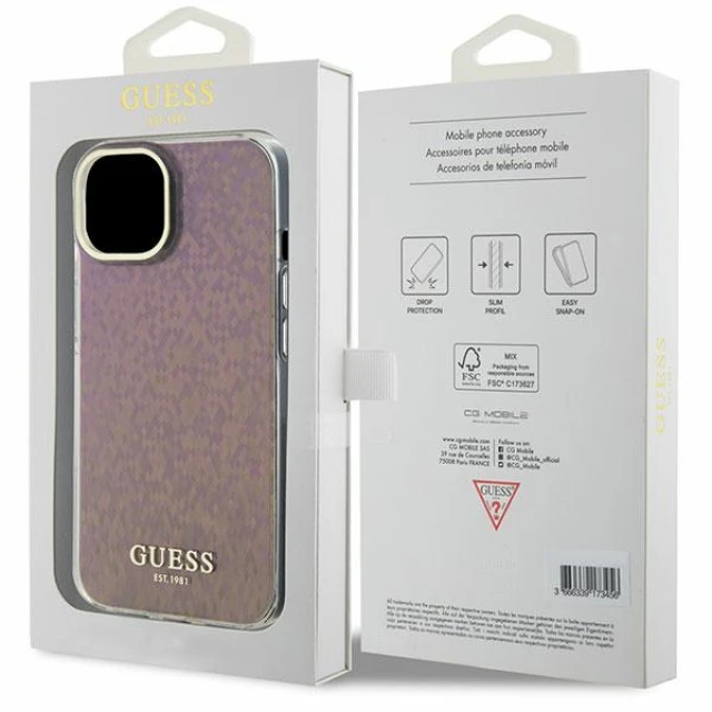 Чохол Guess IML Faceted Mirror Disco Iridescent для iPhone 15 Pink (GUHCP15SHDECMP)