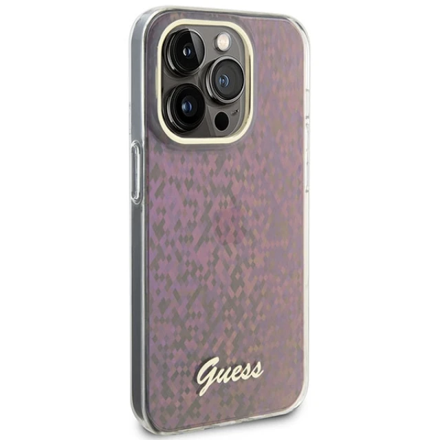 Чохол Guess IML Faceted Mirror Disco Iridescent для iPhone 15 Pro Pink (GUHCP15LHDECMP)