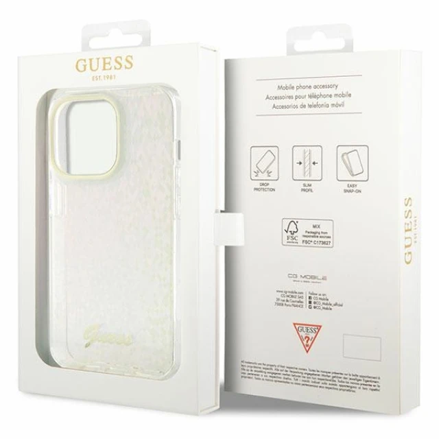Чохол Guess IML Faceted Mirror Disco Iridescent для iPhone 15 Pro Max Pink (GUHCP15XHDECMP)