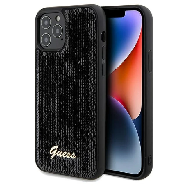 Чохол Guess Sequin Script Metal для iPhone 12 | 12 Pro Black (GUHCP12MPSFDGSK)