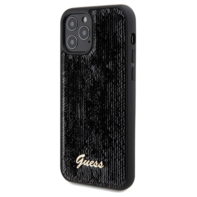 Чохол Guess Sequin Script Metal для iPhone 12 | 12 Pro Black (GUHCP12MPSFDGSK)