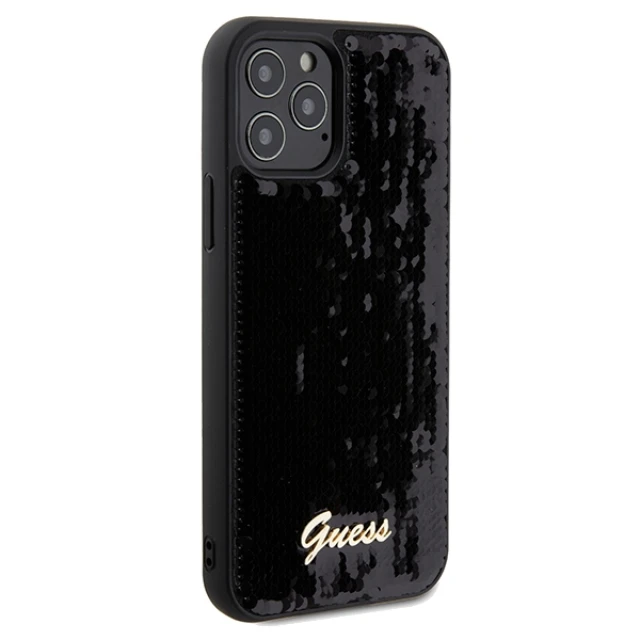 Чохол Guess Sequin Script Metal для iPhone 12 | 12 Pro Black (GUHCP12MPSFDGSK)