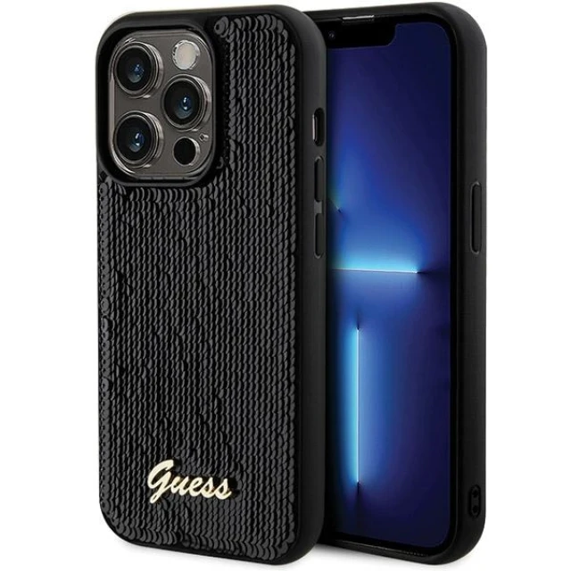 Чохол Guess Sequin Script Metal для iPhone 13 Pro Black (GUHCP13LPSFDGSK)