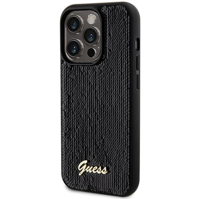 Чохол Guess Sequin Script Metal для iPhone 13 Pro Black (GUHCP13LPSFDGSK)