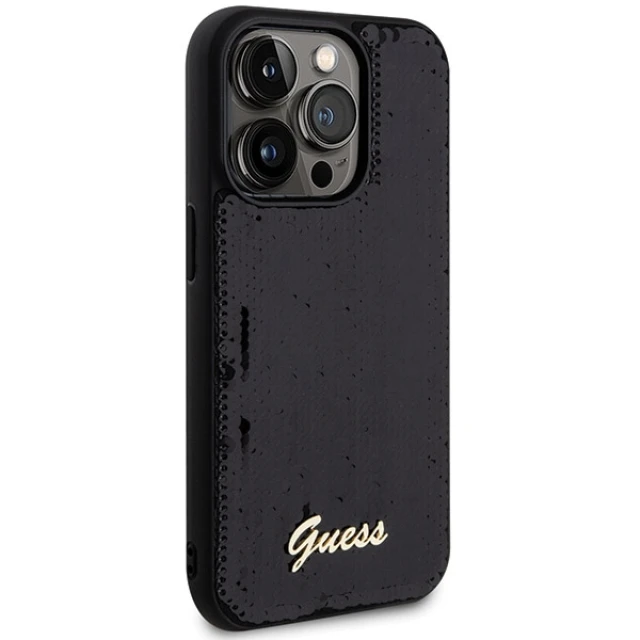 Чохол Guess Sequin Script Metal для iPhone 13 Pro Max Black (GUHCP13XPSFDGSK)