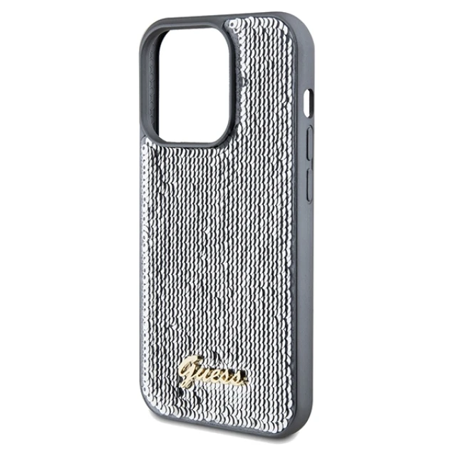 Чохол Guess Sequin Script Metal для iPhone 14 Pro Max Silver (GUHCP14XPSFDGSS)