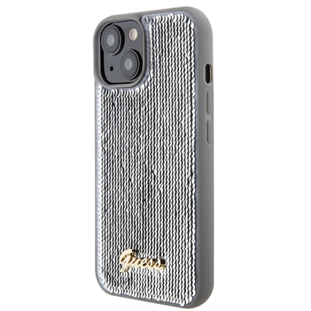 Чохол Guess Sequin Script Metal для iPhone 15 Silver (GUHCP15SPSFDGSS)