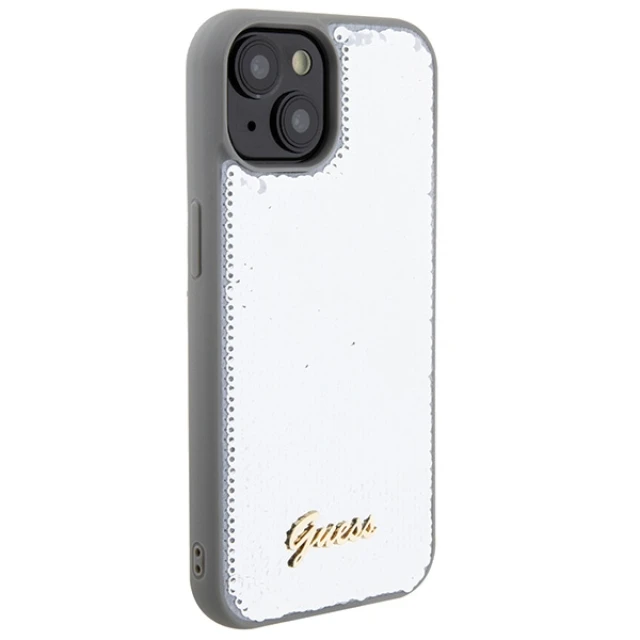 Чохол Guess Sequin Script Metal для iPhone 15 Silver (GUHCP15SPSFDGSS)