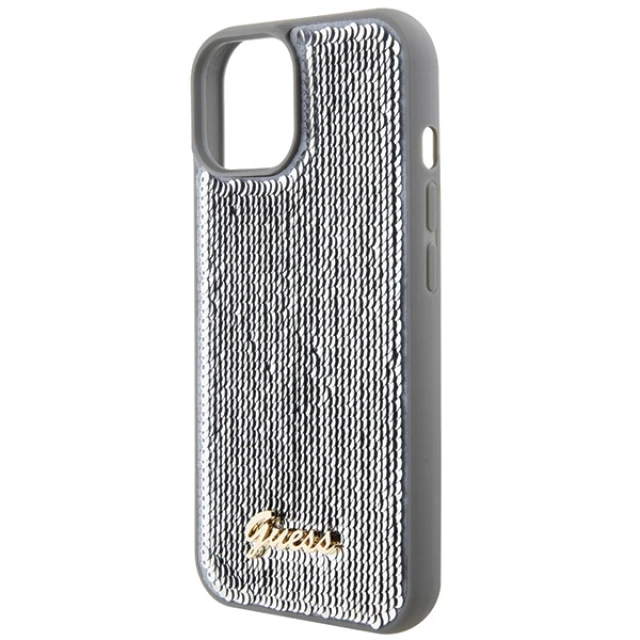 Чохол Guess Sequin Script Metal для iPhone 15 Silver (GUHCP15SPSFDGSS)