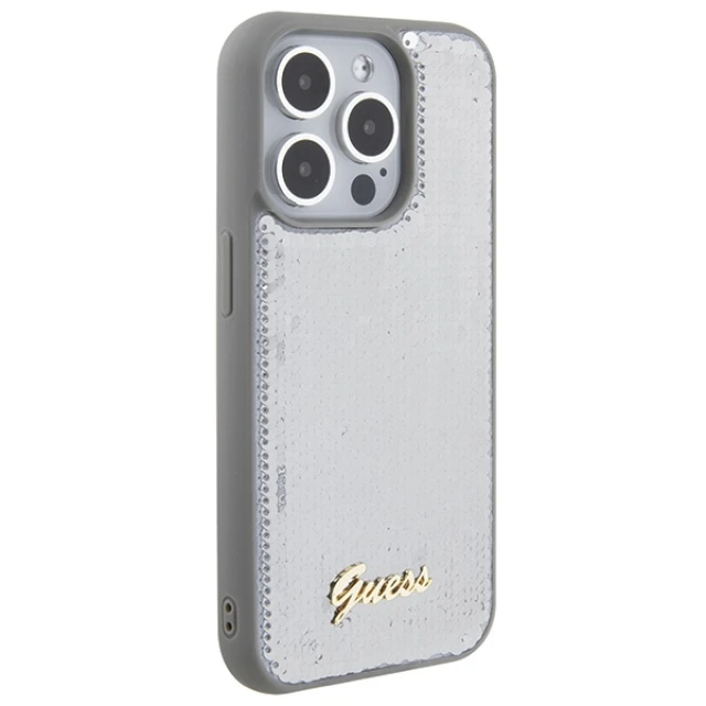 Чохол Guess Sequin Script Metal для iPhone 15 Pro Silver (GUHCP15LPSFDGSS)