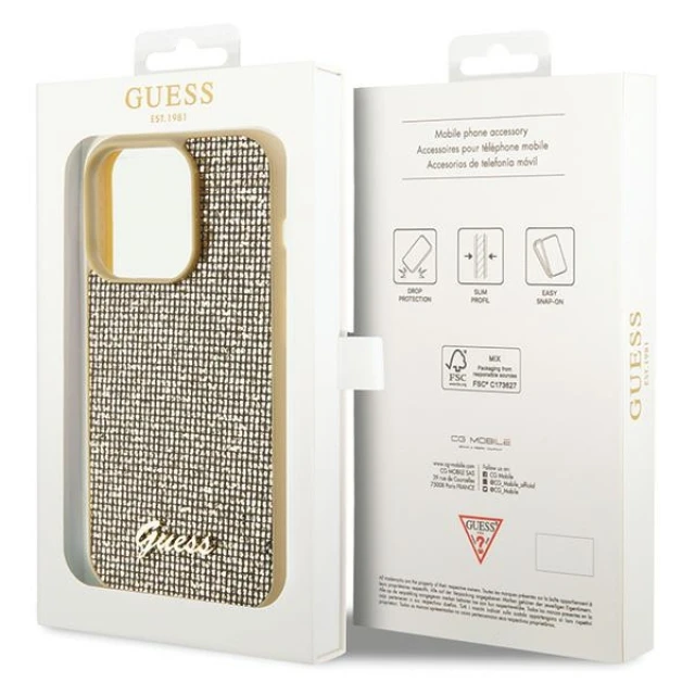 Чохол Guess Disco Metal Script для iPhone 15 Pro Gold (GUHCP15LPMSDGSD)
