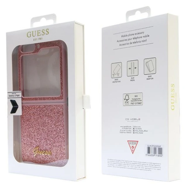 Чохол Guess Glitter Script для Samsung Galaxy Flip5 (F731) Pink (GUHCZF5HGGSHP)