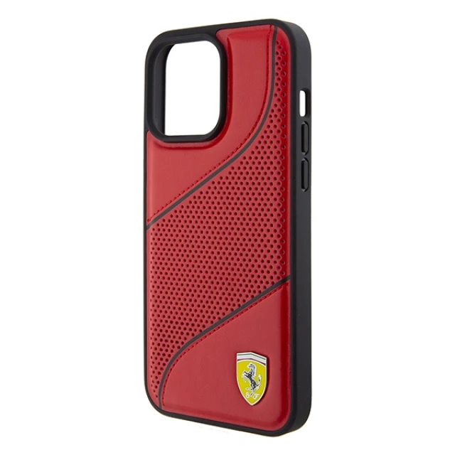 Чохол Ferrari Perforated Waves Metal Logo для iPhone 15 Pro Red (FEHCP15LPWAR)