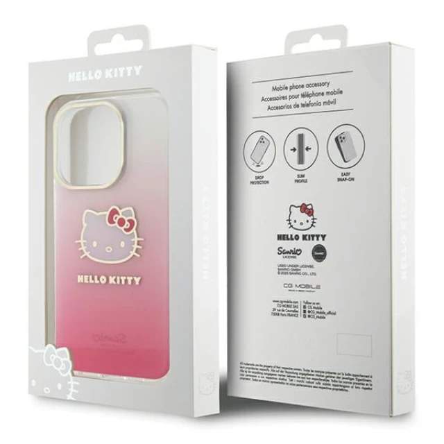 Чохол Hello Kitty IML Gradient Electrop Kitty Head для iPhone 13 Pro Max Pink (HKHCP13XHDGKEP)
