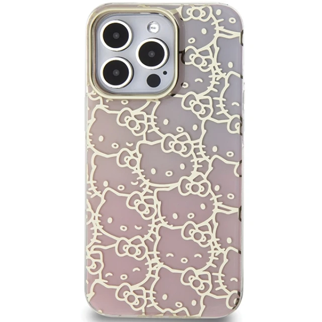 Чохол Hello Kitty IML Gradient Electrop Crowded Kitty Head для iPhone 13 Pro | 13 Pink (HKHCP13LHCHPEP)