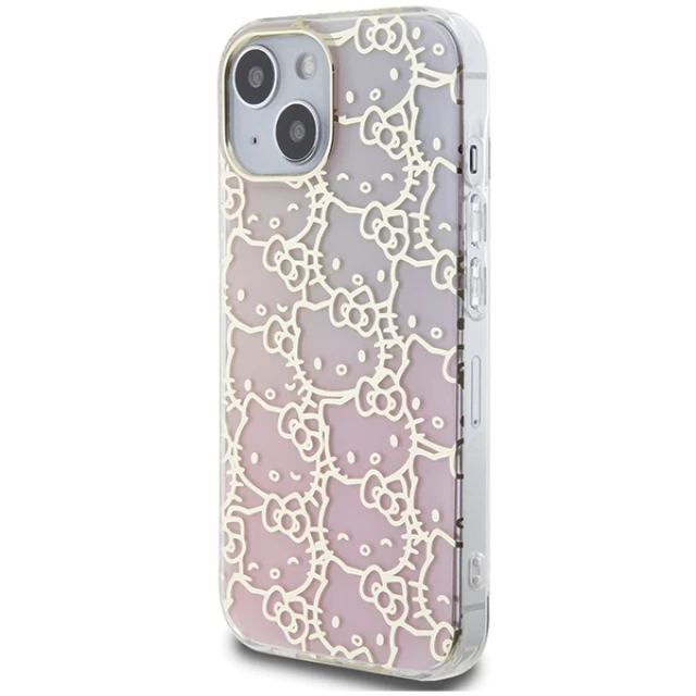 Чехол Hello Kitty Hardcase IML Gradient Electrop для iPhone 15 Pink (HKHCP15SHCHPEP)