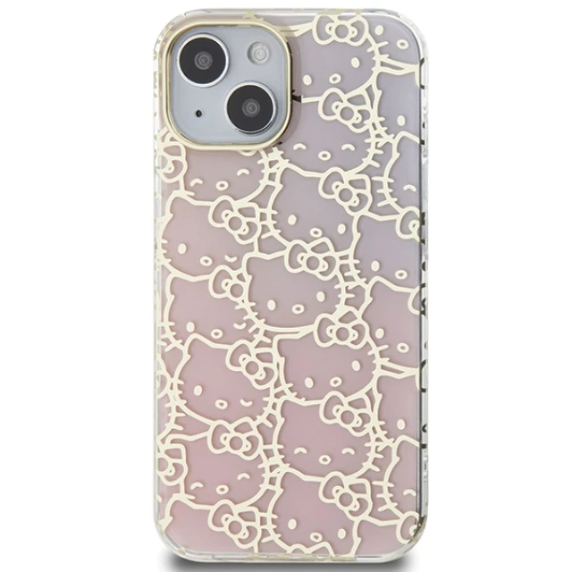 Чехол Hello Kitty Hardcase IML Gradient Electrop для iPhone 15 Pink (HKHCP15SHCHPEP)