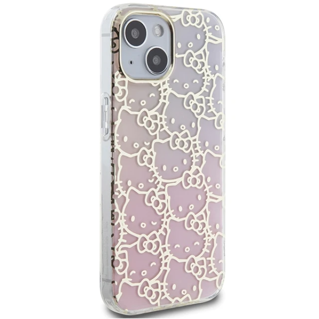 Чехол Hello Kitty Hardcase IML Gradient Electrop для iPhone 15 Pink (HKHCP15SHCHPEP)