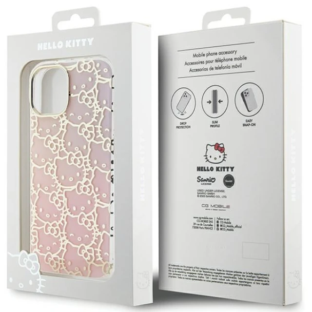 Чехол Hello Kitty Hardcase IML Gradient Electrop для iPhone 15 Pink (HKHCP15SHCHPEP)