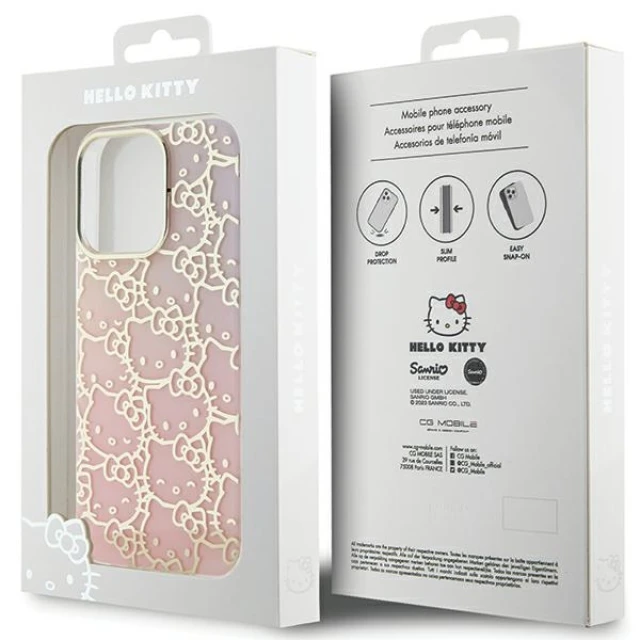 Чохол Hello Kitty IML Gradient Electrop Crowded Kitty Head для iPhone 15 Pro Max Рожевий (HKHCN61HCHPEP)