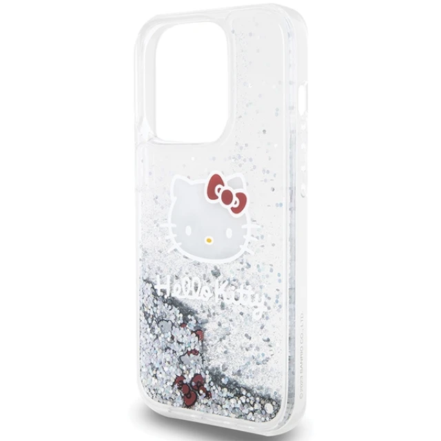 Чехол Hello Kitty Liquid Glitter Charms Kitty Head для iPhone 13 Pro | 13 Silver (HKHCP13LLIKHET)