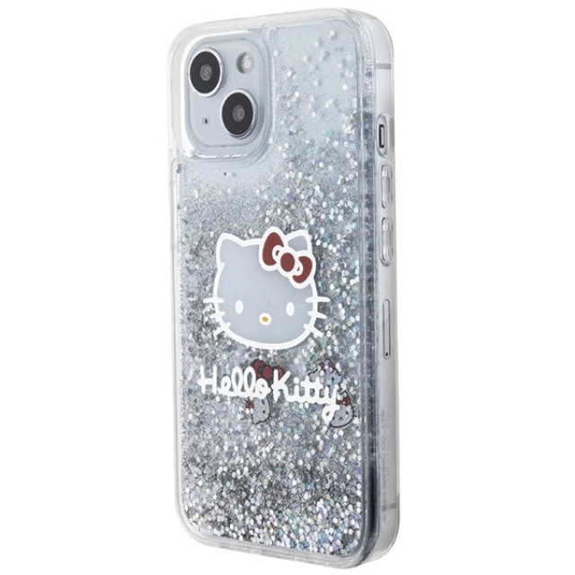 Чохол Hello Kitty Liquid Glitter Charms Kitty Head для iPhone 14 / 15 / 13 Silver (HKHCP14SLIKHET)