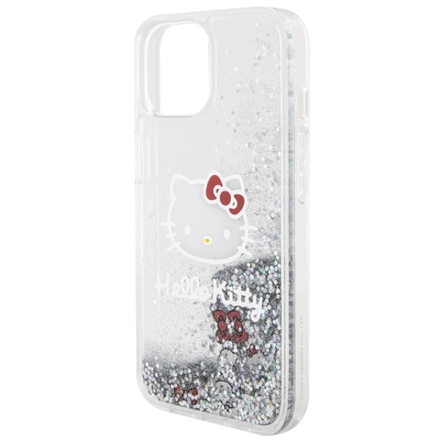 Чохол Hello Kitty Liquid Glitter Charms Kitty Head для iPhone 14 / 15 / 13 Silver (HKHCP14SLIKHET)
