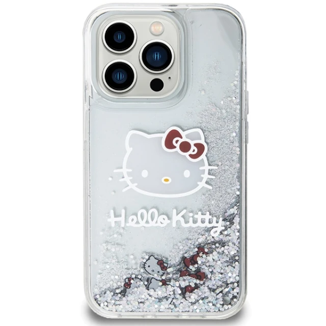 Чохол Hello Kitty Liquid Glitter Charms Kitty Head для iPhone 14 Pro Silver (Hel000024-0)