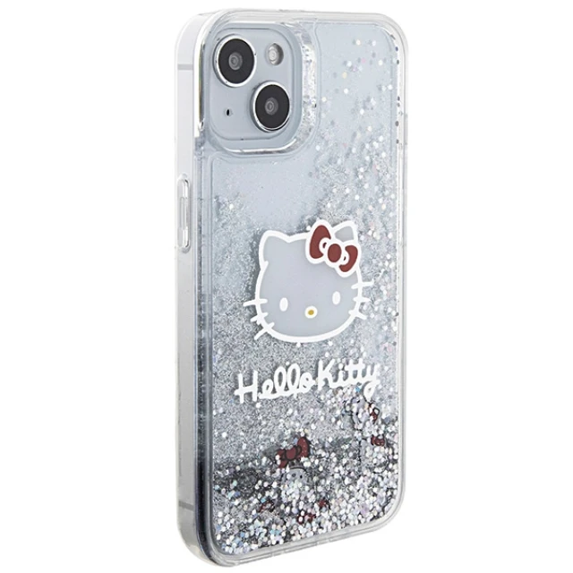 Чохол Hello Kitty Liquid Glitter Charms Kitty Head для iPhone 15 / 14 / 13 Silver (HKHCP15SLIKHET)