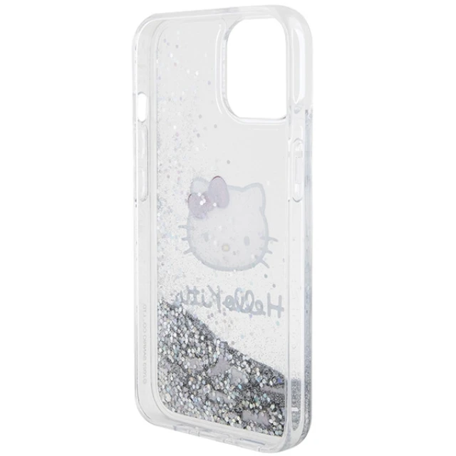 Чохол Hello Kitty Liquid Glitter Charms Kitty Head для iPhone 15 / 14 / 13 Silver (HKHCP15SLIKHET)