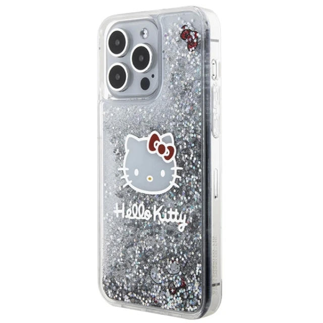 Чохол Hello Kitty Liquid Glitter Charms Kitty Head для iPhone 15 Pro Max Silver (HKHCP15XLIKHET)