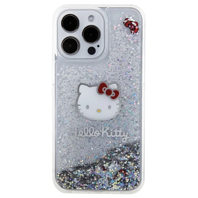 Чохол Hello Kitty Liquid Glitter Charms Kitty Head для iPhone 15 Pro Max Silver (HKHCP15XLIKHET)