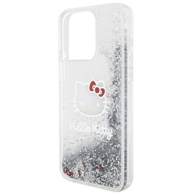 Чохол Hello Kitty Liquid Glitter Charms Kitty Head для iPhone 15 Pro Max Silver (HKHCP15XLIKHET)