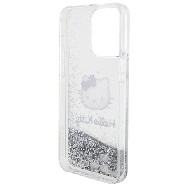 Чохол Hello Kitty Liquid Glitter Charms Kitty Head для iPhone 15 Pro Max Silver (HKHCP15XLIKHET)