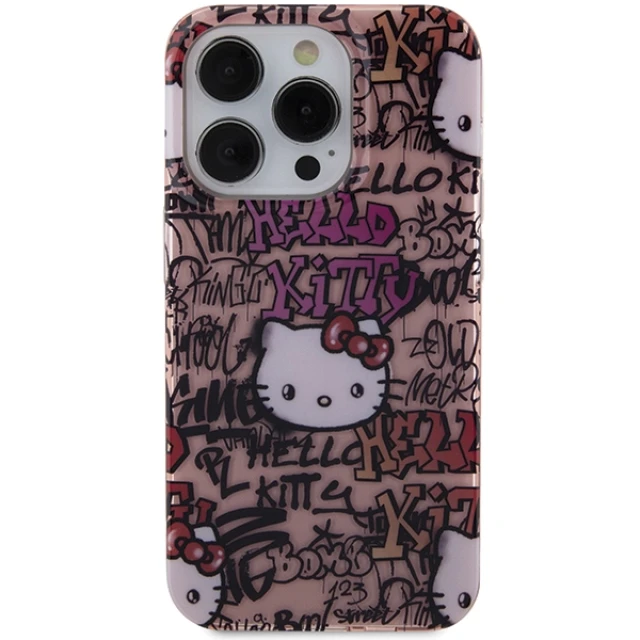 Чохол Hello Kitty Tags Graffiti для iPhone 15 Pro Max Pink (HKHCP15XHDGPTP)